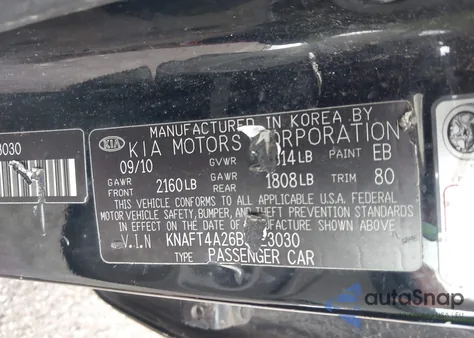 2011 Kia Forte Lx из США, поврежденный, VIN KNAFT4A26B5323030